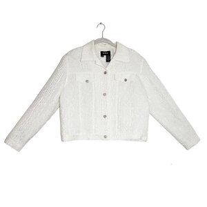 MSK Textured Long Sleeve Moto Jacket in White - Size Large